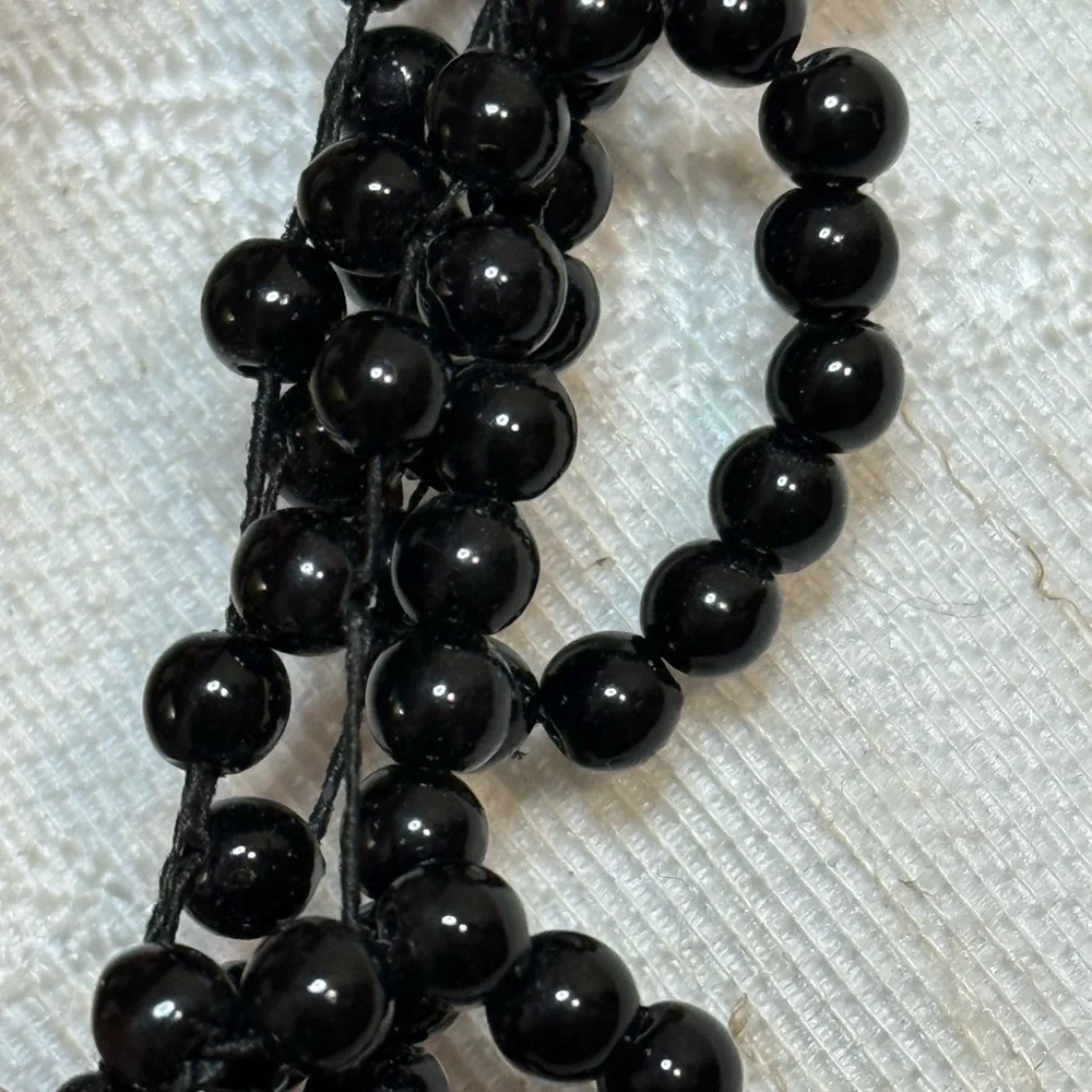 LELET NY Designer Hair Set: 3pc Black Beaded & Hand-Knotted‎ Luxury Scrunchies